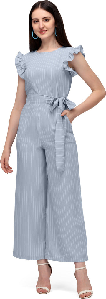 Women's Trendy Striped Crepe Jumpsuit Roposo Clout